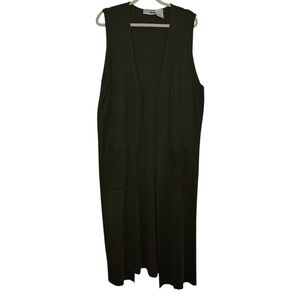 Vintage Y2K/ 2000s Dark Olive Green Long Sleeveless Cardigan Wool Blend 2XL